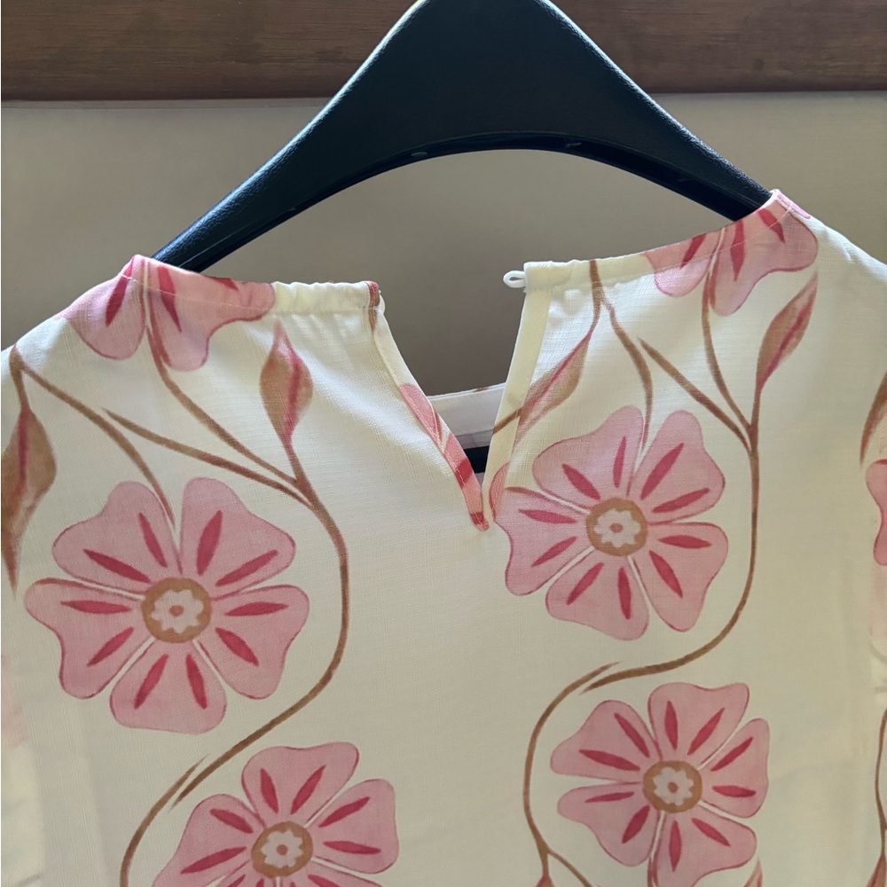 Floral Pink and Cream Blouse